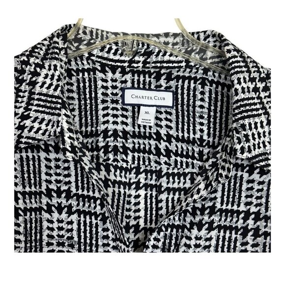 Charter Club Women's Blouse Print Black/White Size Xl Sku 2364 - Picture 2 of 16